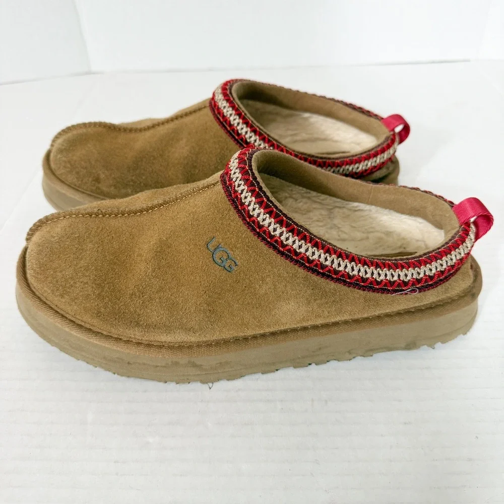 UGG Kids Tazz Chestnut 1143776K Suede Comfort Clog Slipper Size 6